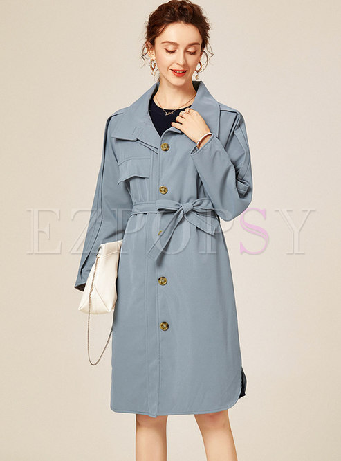Outwear | Trench Coats | Turn Down Collar Single-breasted Trench Coat