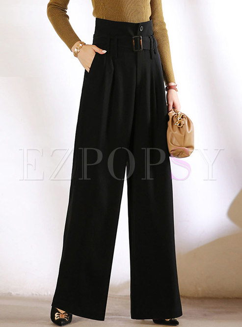 Pants | Pants | Black High Waisted Palazzo Pants With Belt