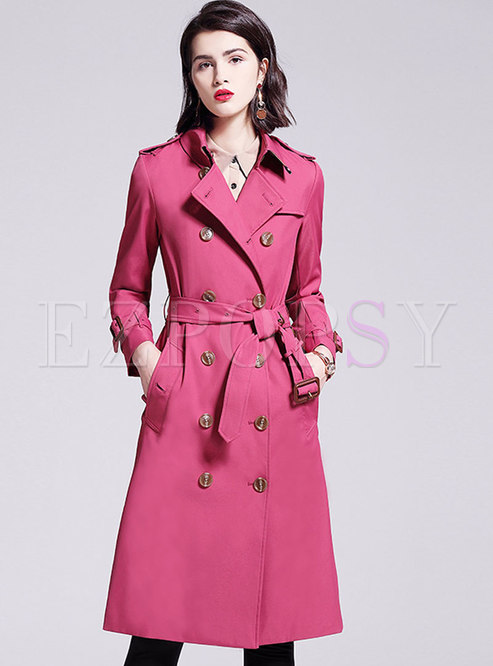 Double-breasted Long A Line Trench Coat