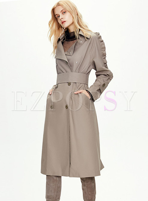 Outwear | Trench Coats | Lettuce Double-breasted Long Trench Coat