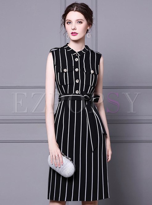 Dresses | Bodycon Dresses | Black Striped Brief Sheath Office Dress