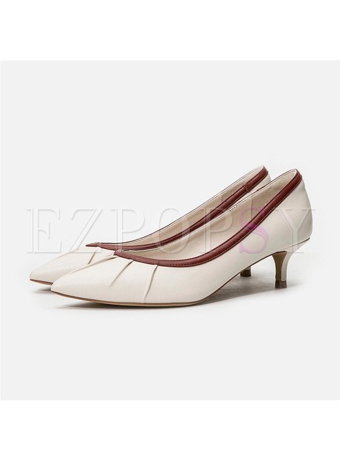 Color Block Pointed Toe Low-fronted Pumps