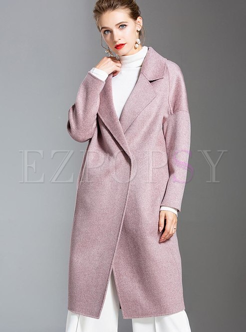 Outwear | Jackets/Coats | Lapel Cashmere Straight Knee-length Overcoat