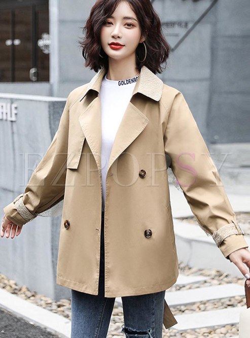 Double-breasted Patchwork Loose Trench Coat