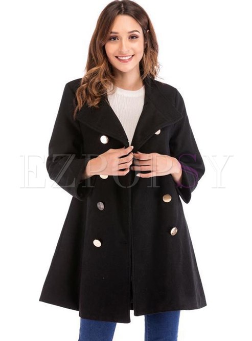 3/4 Sleeve Double-breasted A Line Peacoat