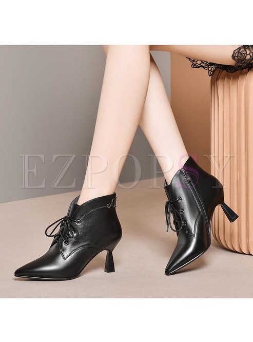 Pointed Toe Short Plush Ankle Boots