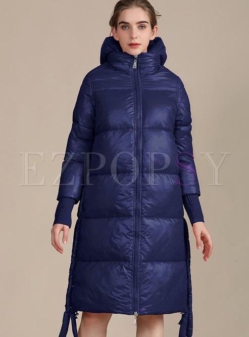 Removable Hooded Knee-length Loose Coat
