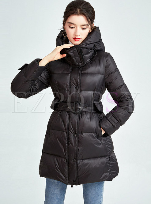 Outwear | Down Coats | Removable Hooded Belted A Line Puffer Coat