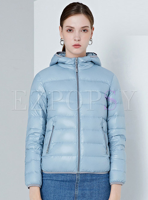 Hooded Solid Short Puffer Coat