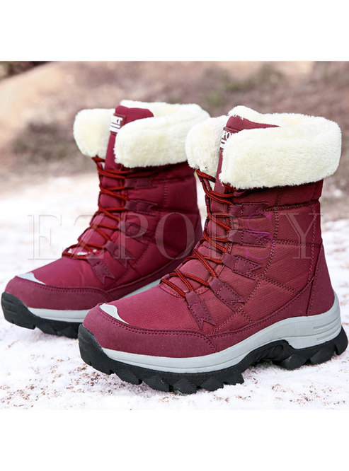 Plus Patchwork Short Outdoor Snow Boots