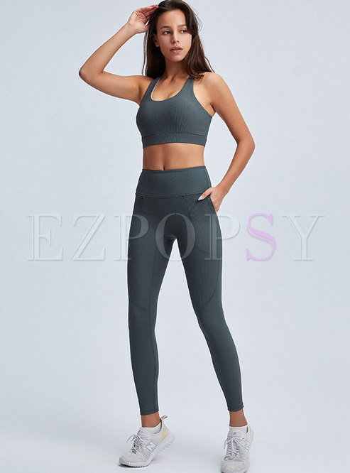 Scoop Neck High Waisted Yoga Tracksuit