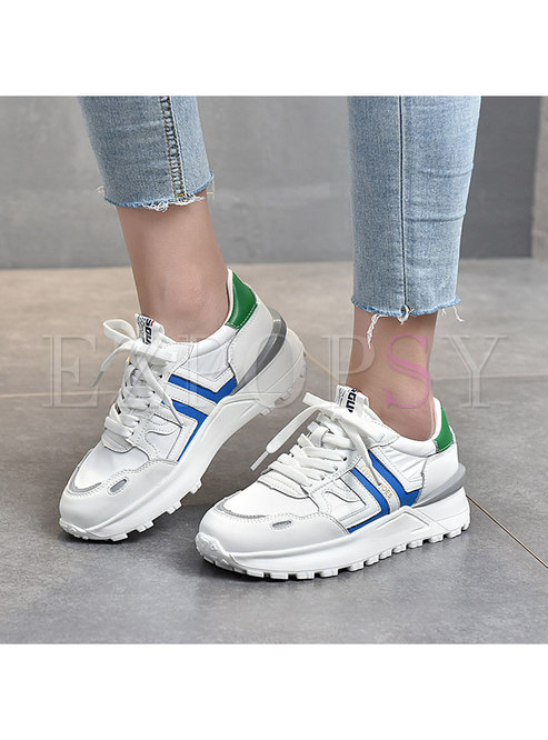 Casual Rounded Toe Lace-up Platform Sneakers