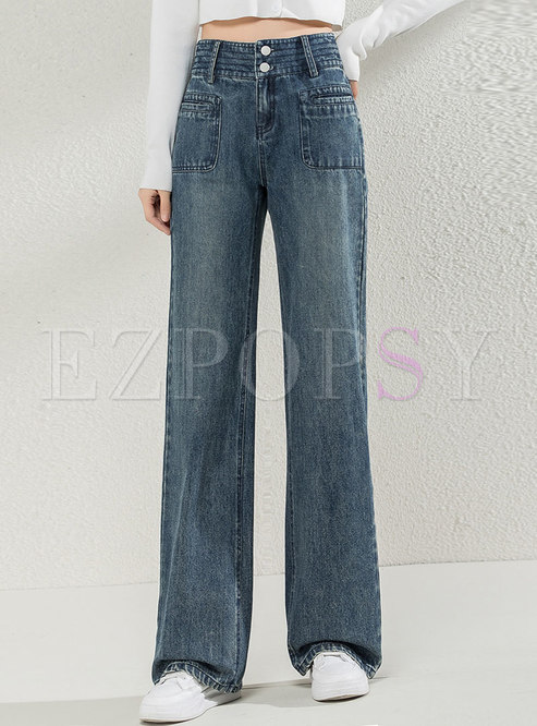 Retro High Waisted Wide Leg Jeans