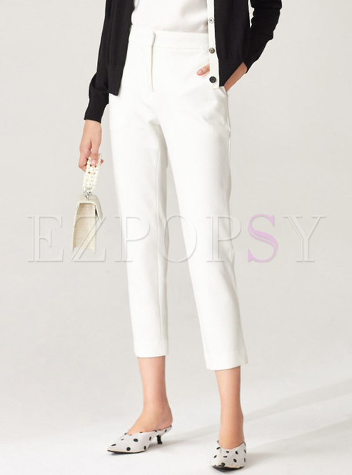 Brief White High Waisted Skinny Pants