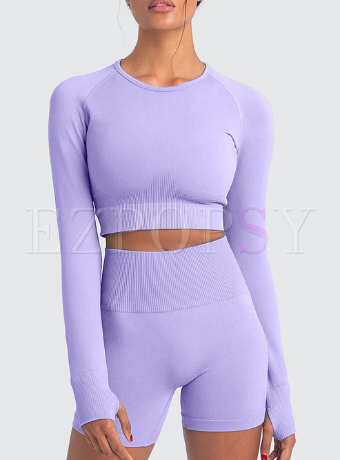 Long Sleeve Knit Patchwork High Waisted Tracksuit