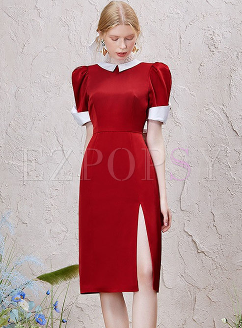 Cute Red Backless Bowknot Sheath Cocktail Dress