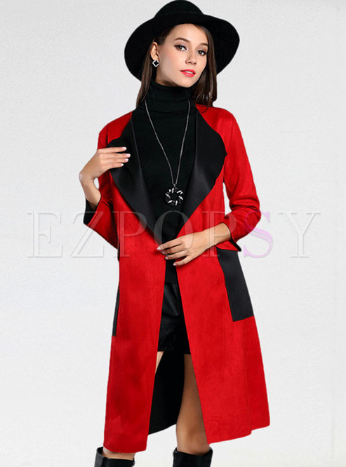 Long Sleeve Petite Trench Coat With Flap Pockets