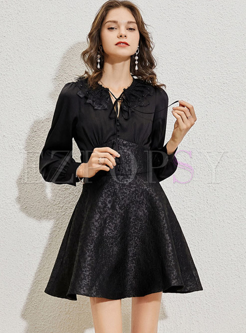 Long Sleeve Little Black Dress Cute Mini Short Dress