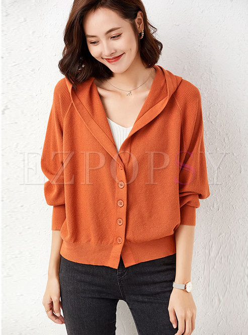 Hooded Pullover Loose Sweater Cardigan