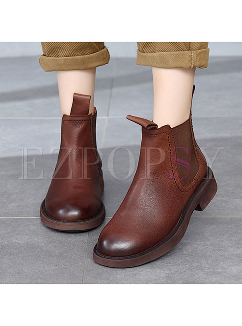 Retro Rounded Toe Ankle Chelsea Boots