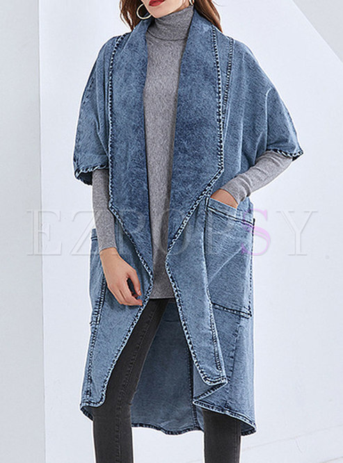 Half Sleeve Plus Size Mid-length Denim Coat