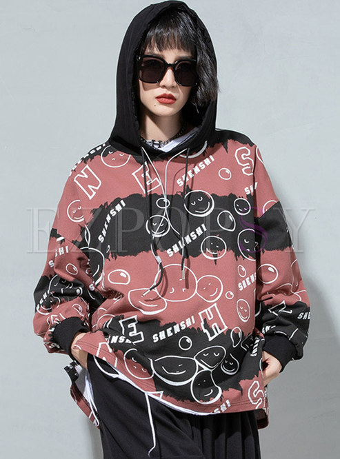Plus Size Letter Print Pullover Hoodie
