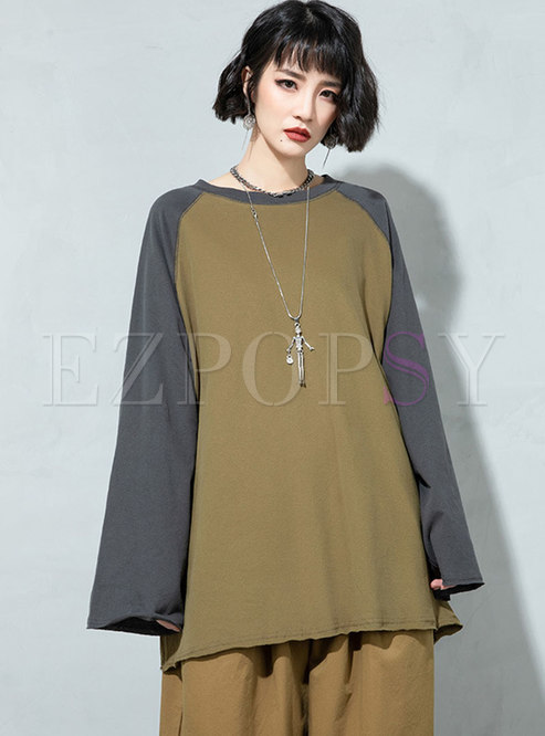 Plus Size Pullover Patchwork T-shirt