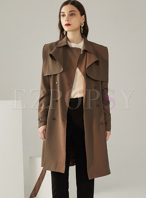 Double-breasted Belted Knee-length Trench Coat