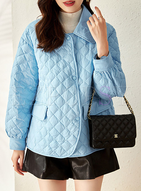 Turn-down Collar Single-breasted Short Quilted Coat