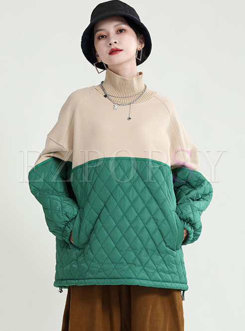 Long Sleeve Patchwork Pullover Color-blocked Sweatshirt