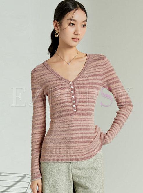 Long Sleeve Straped Pullover Knit Top
