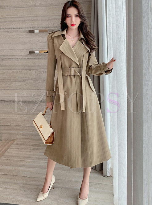 Double-breasted Belted Blazer Vest & Long Sleeve Coat