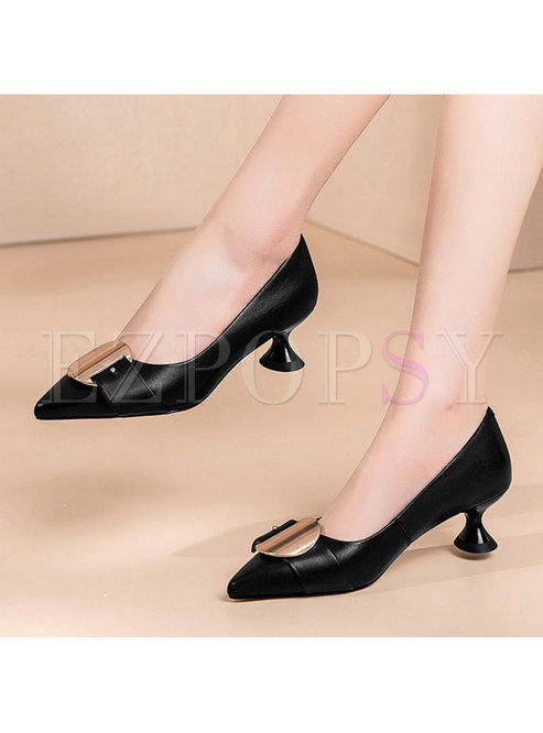 Pointed Toe Metal Embellished Low-fronted Pumps