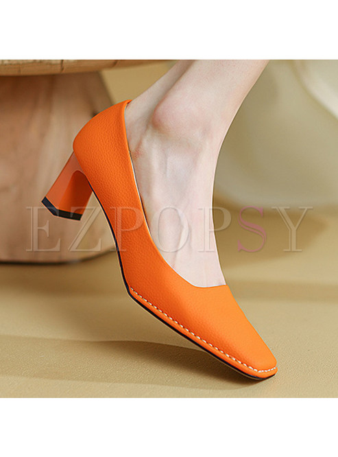 Women's Dress Pumps Low Chunky Block Heels Square Toe Party Office Shoes