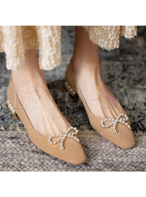 Women's Classic Flats Non Slip Pearls Shoes