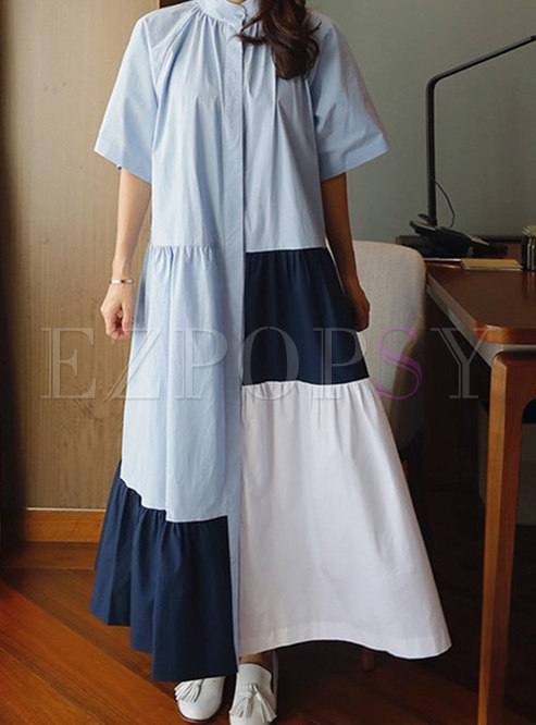 Women Oversize Short Sleeve Casual Maxi Dress