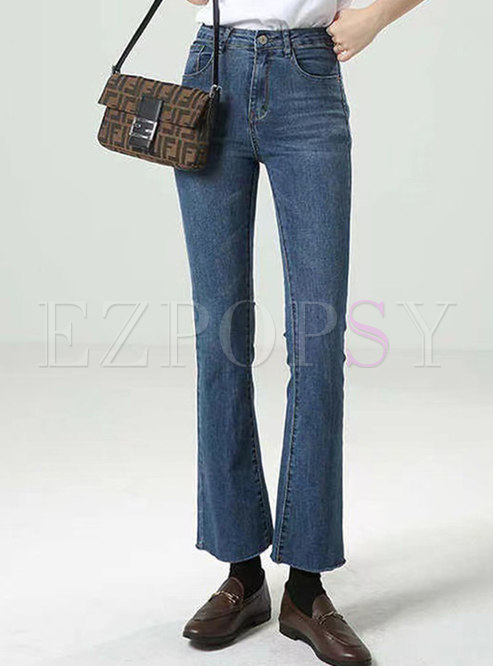Women Mid Rise Cropped Flare Jeans