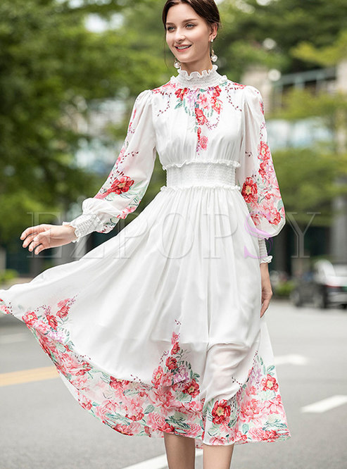 Sweetie Floral Print Wrap Waist Skater Dress