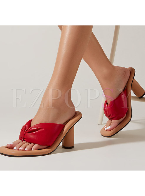 Women's Heeled Open Toe Slip-on Sandals