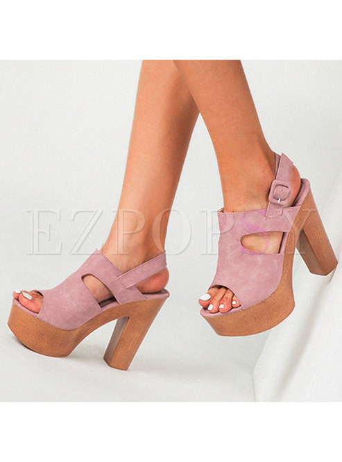 Women's Ankle Strape Summer Chunky Heeled Sandals