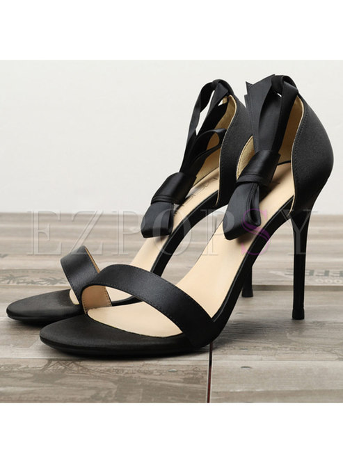Women's Bow Ankle Strap High Heel Sandals