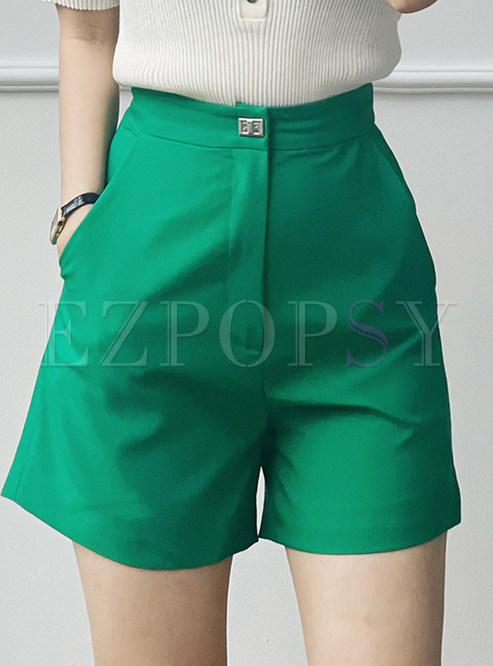 Women Commuter Short Straight Pants With Pockets