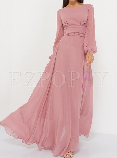 Sexy Solid Color Backless Chiffon Maxi Dresses