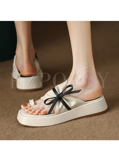 Square Toe Platform Thong Women Shoes