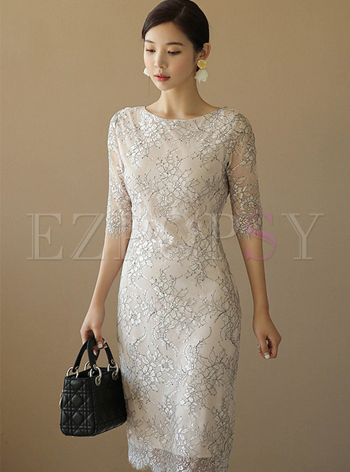 Commuter Water Soluble Lace Bodycon Dresses