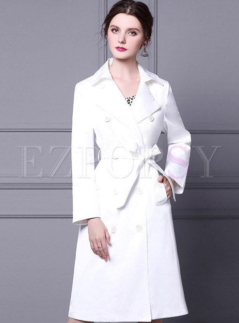 Premium Tie Waist Double-Breasted Trench Coats Women