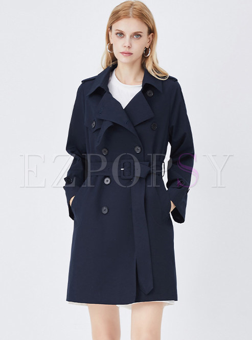 Large Lapels Topshop Double-Breasted Trench Coats For Business Women