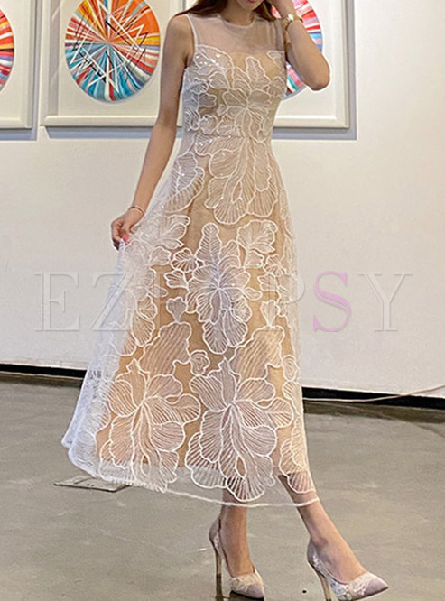 Princess Water Soluble Lace Sleeveless Prom & Dance Dresses