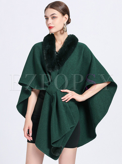 Women Vintage Woolen Cloak Coat