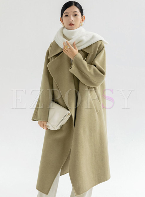 Women Winter Casual Long Wool Coat